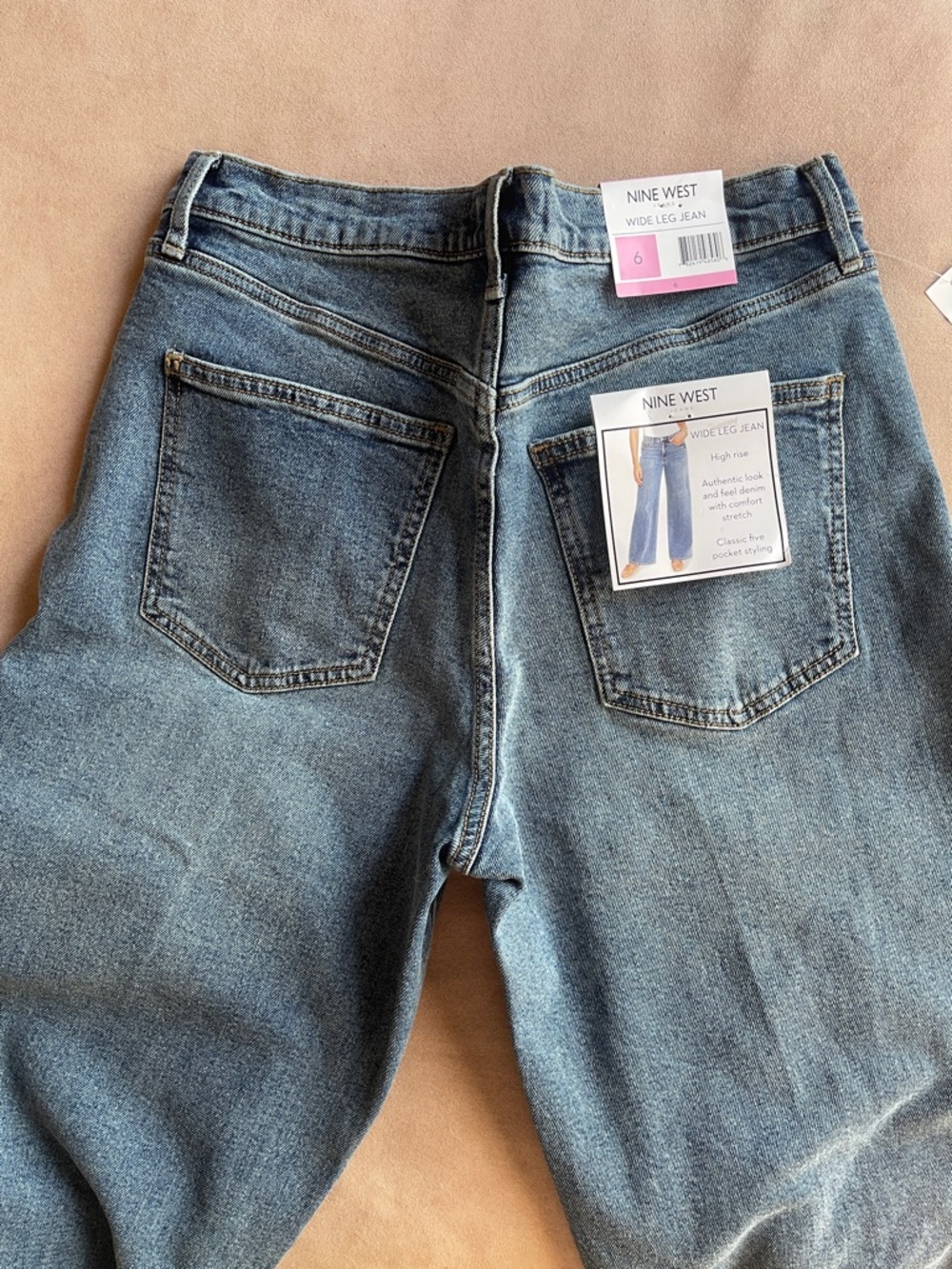 NEW Nine West Wide Leg High-Rise Jeans in Medium Wash Blue size 6 women’s NWT - Picture 7 of 10